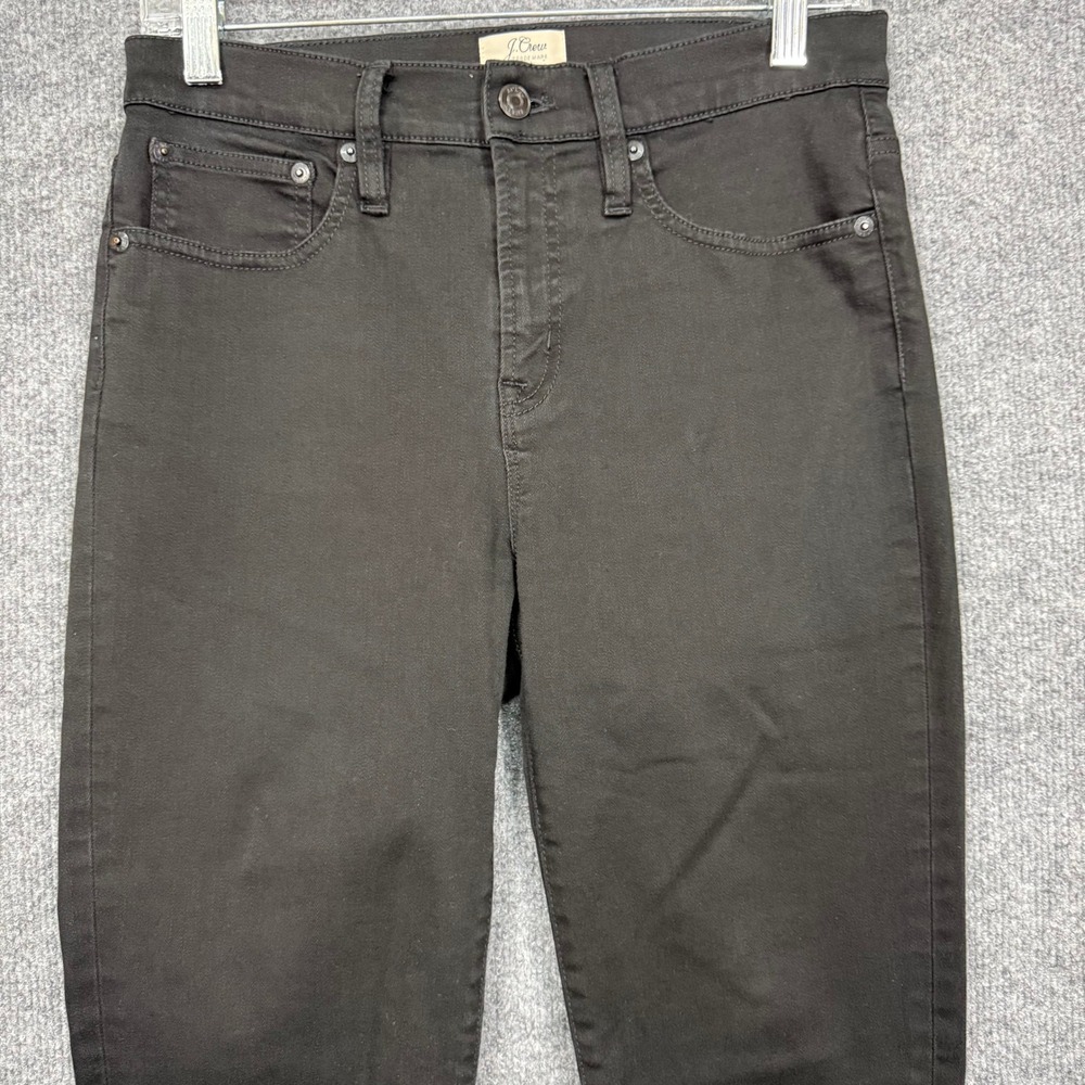 J Crew Jeans Women 28T Black 9" High-Rise Toothpick Skinny Denim Cotton Stretch - Picture 2 of 14